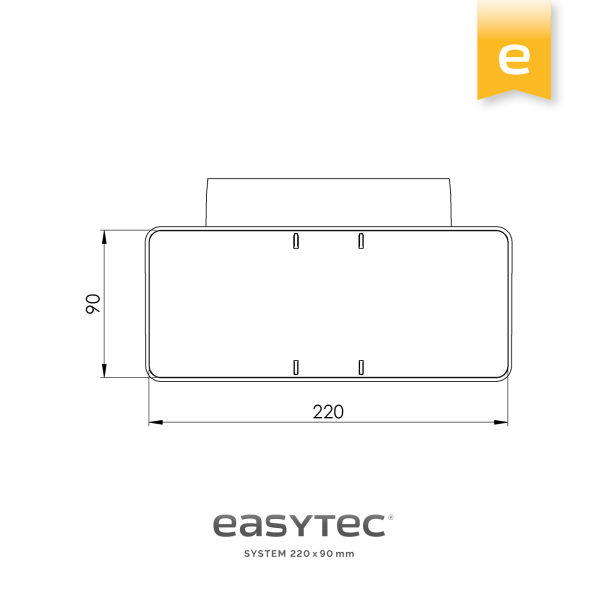 Flachkanal Umlenkbogen von rund auf eckig 32110 von easytec im Maß 220x90mm